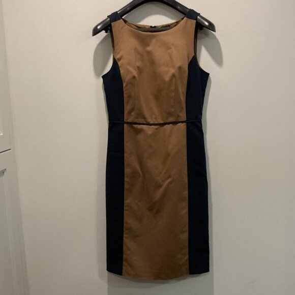 CLUB Monaco Letitia Navy and Brown Color Block Midi Pencil Sheath Dress … - Picture 4 of 16
